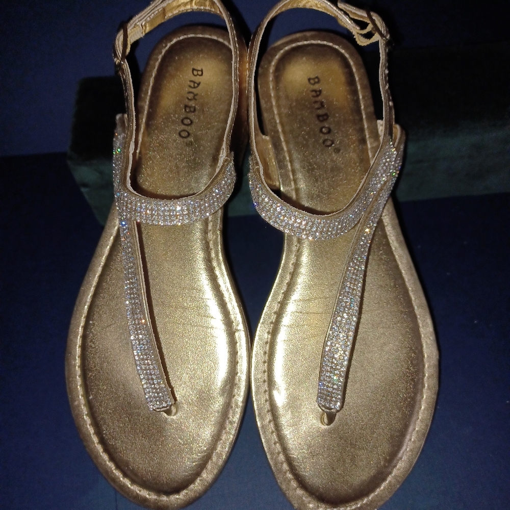 Gold Rhinestone Sandals